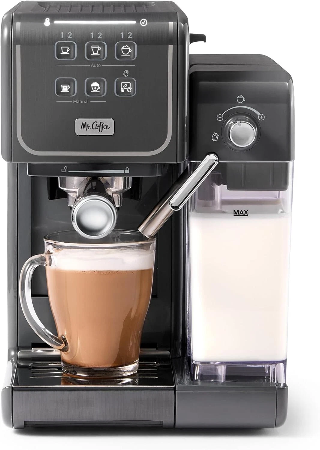 Mr. Coffee 6.3 Cup CoffeeHouse+ Espresso Machine Black Cappuccino Latte Maker