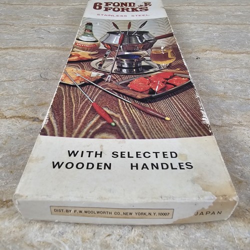 Fondue Gabeln Edelstahl Holzgriffe FW Woolworth Vintage 6er Set Japan - Bild 8 von 11