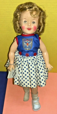 VTG Ideal 11.5  Shirley Temple w/ Blue Polkadot Skirt - AS IS