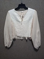 GRADE & GATHER Size L Cropped Top With Puffy Long sleeves