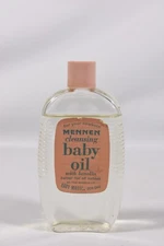 Vintage Mennen Baby Oil with Lanolin Glass Bottle 5oz RARE