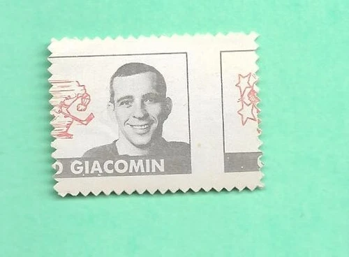 (1) ED GIACOMIN 1969-70 O-PEE-CHEE  RANGERS GOALIE MISCUT STAMP  CARD (L7604)