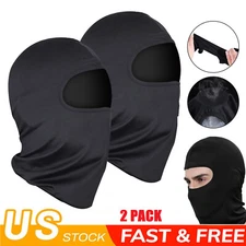 2PCS Men Balaclava Black Full Face Mask Winter Motorcycle Ski Neck Warmer Gaiter