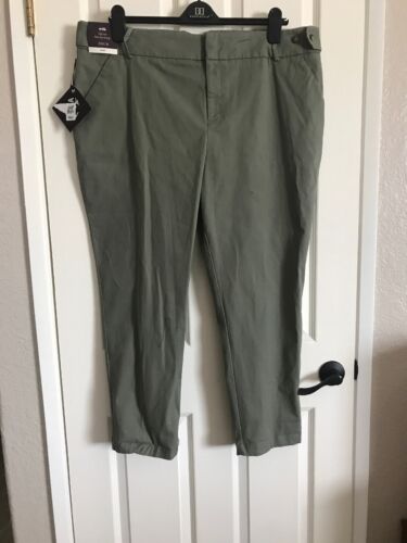 Ava & Viv Sage Green NWT Stretch Women's Plus Cotton Chino Pants Size 24W - Picture 1 of 3