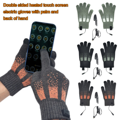 Pair Adjustable temperature USB Electric Heated Gloves Winter Warm Touch Screen