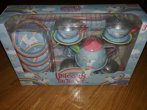 schylling unicorn tin tea set