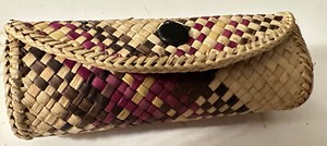 Vintage Lipstick Holder/Case  wicker with mirror