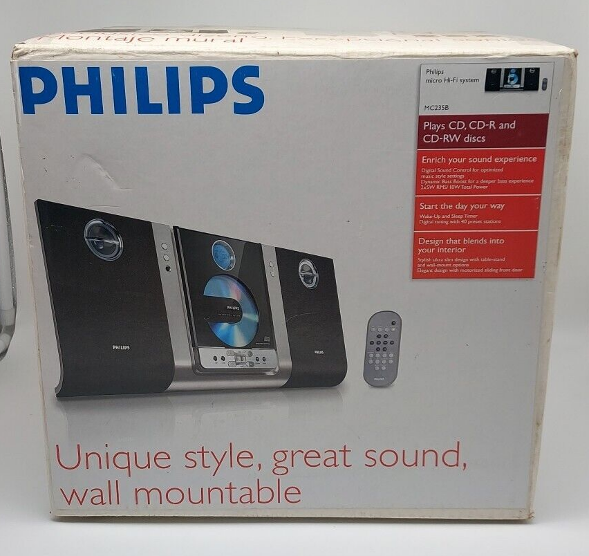 Philips Micro HiFi System MC235B/37 Wall Mountable AM/FM CD Player