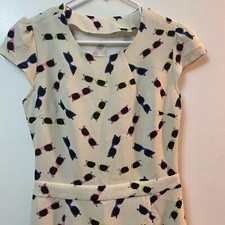 SALE!! cute sunglass print dress women's size 1 open back retro pop