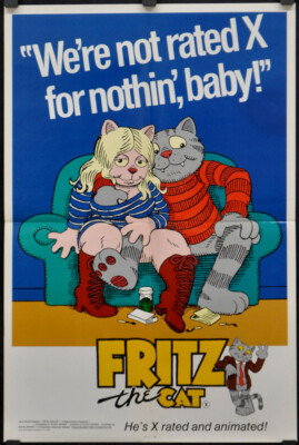 Fritz The Cat 1972 ORIGINAL 18X27 MOVIE POSTER SKIP HINNANT ROBERT
