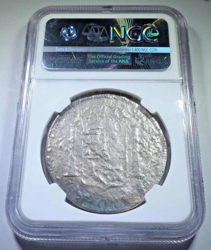 NGC 1772 Naufragio El Cazador Plata 8 Reales 1700 Dólar Español Moneda Pirata Foto 2 de 2