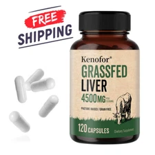 Beef Liver Capsules 4,500 mg Grassfed Beef Liver Supplements Vitamins Minerals
