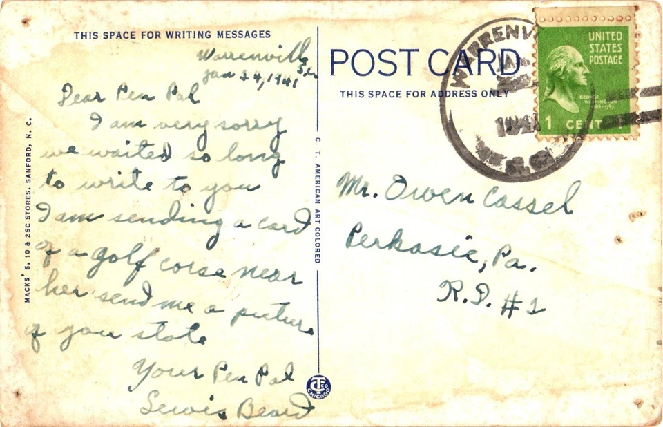 Aiken South Carolina Highland Park Hotel Golf Course Vintage Postcard - Image 2 of 2