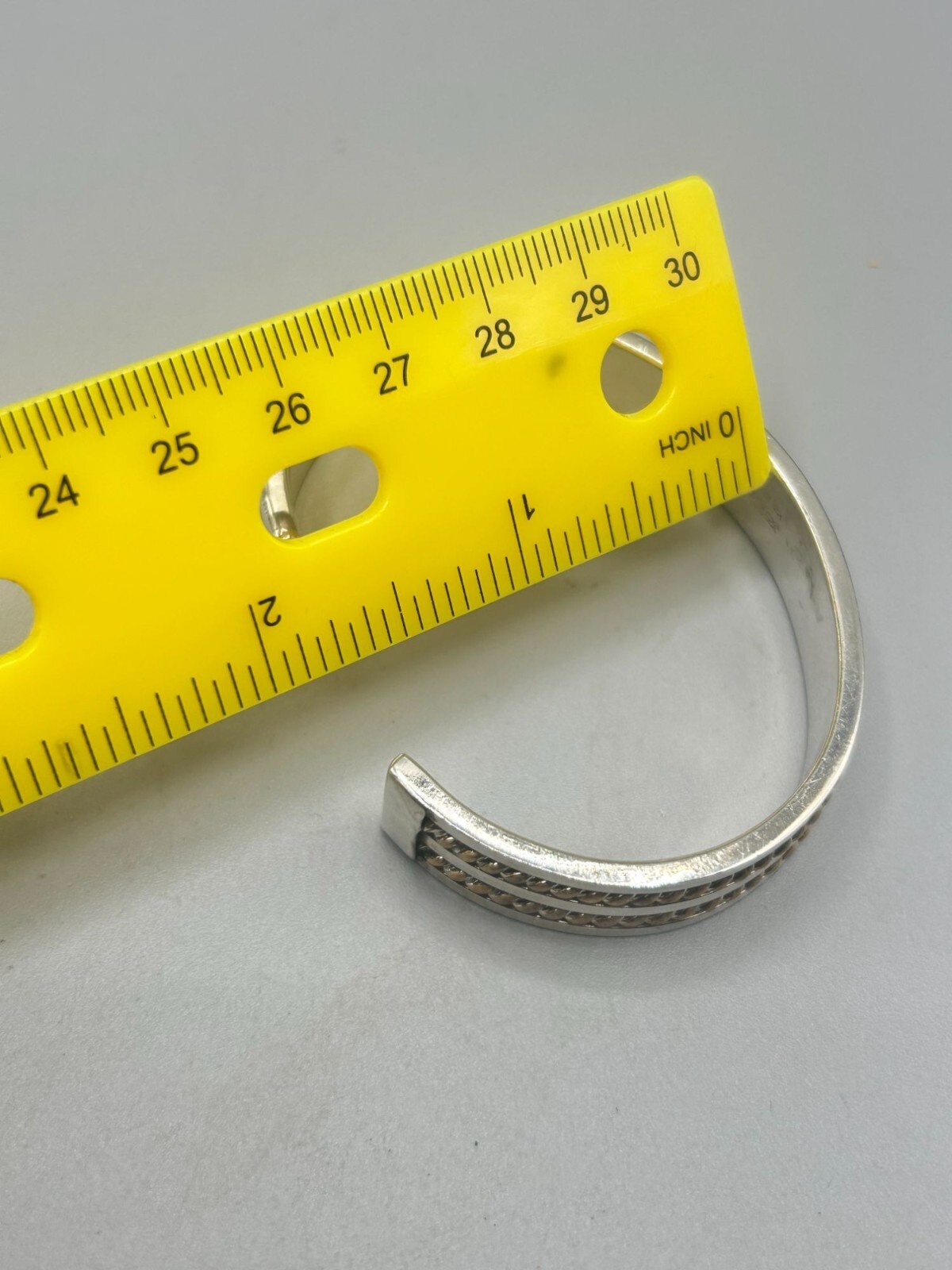 Solid STERLING SILVER Cuff Bracelet 925 OPS Signe… - image 9