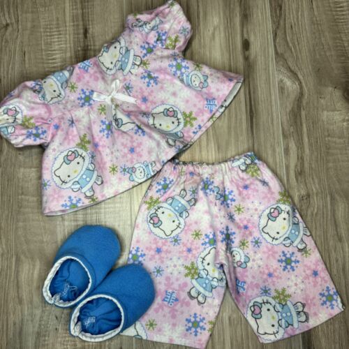 16” Cabbage Patch Kids Doll Kitty Snowflake Flannel Pjs Clothes Slippers - Picture 2 of 3