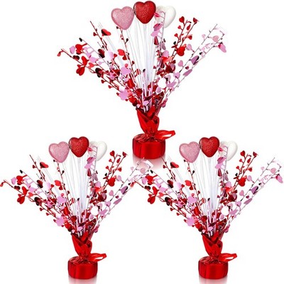 3 Pack Valentine's Day Metallic Foil Spray Centerpieces for Tables with Foam ...