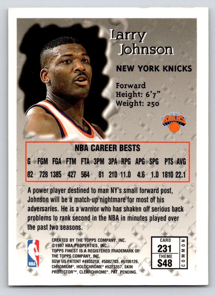 1996-97 Finest #231 Larry Johnson - Image 2 of 2