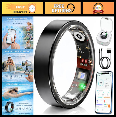 Health & Fitness Smart Ring Tracker - Sleep, Heart Rate, SpO , Stress, 180+ Spor