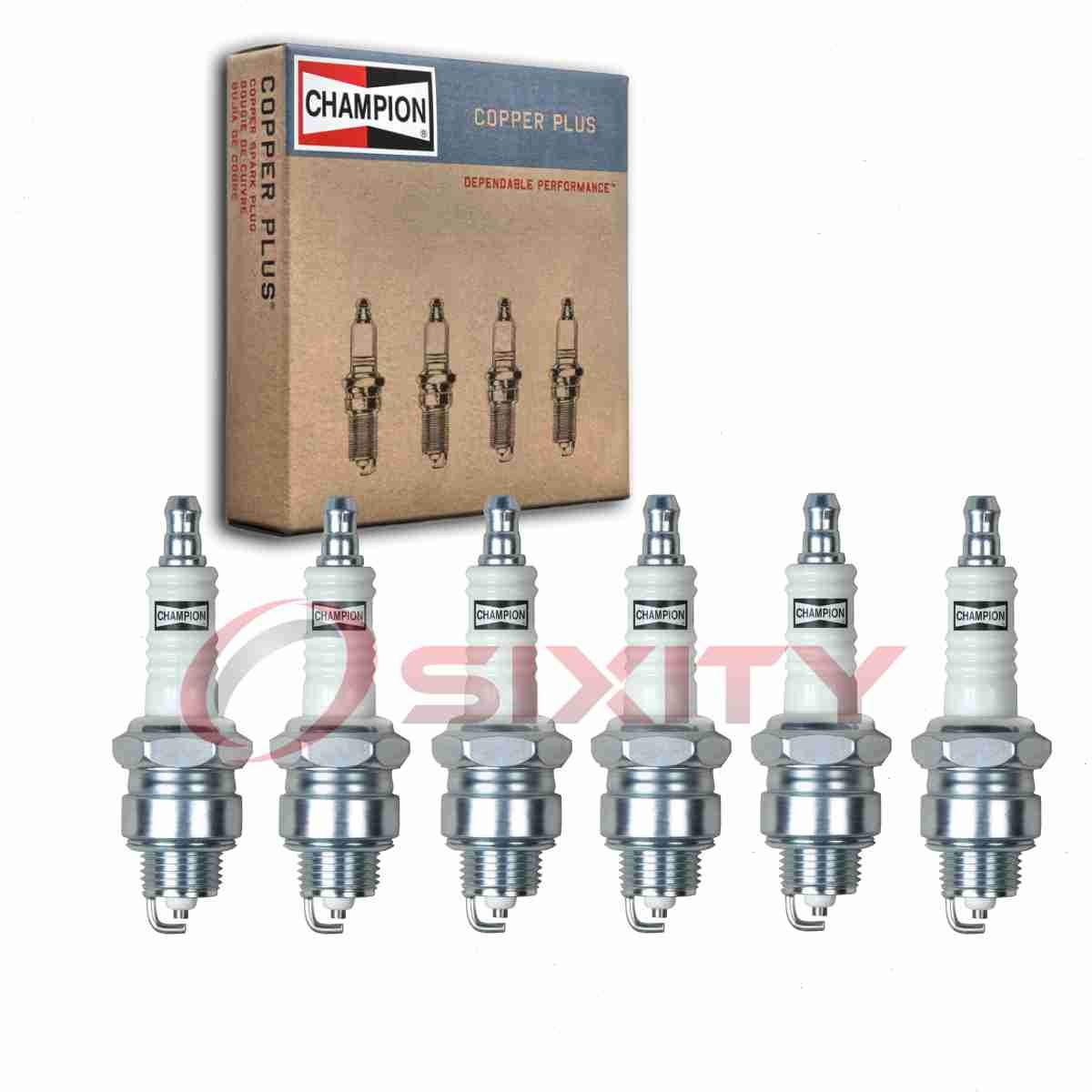 6 pc Champion Copper Plus Spark Plugs for 1962-1966 Pontiac Acadian 3.2L lf