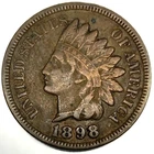 1898 Indian Head Cent Penny Fine Condition 1c US Coin Full Liberty - SN247