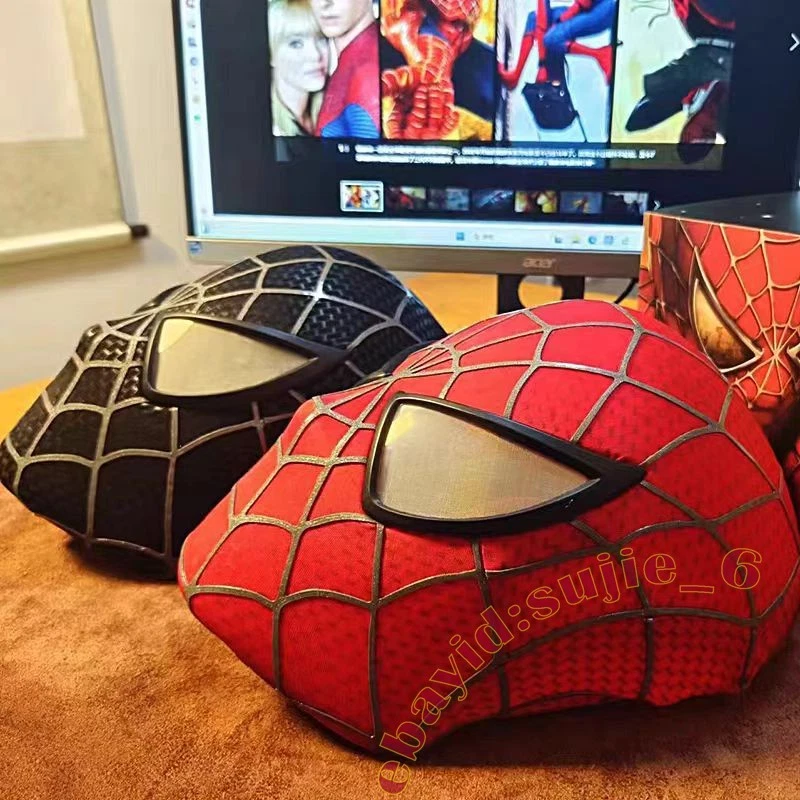 Máscara de disfraces Spider-Man Tobey Maguire tocado facial completo usable utilería de Halloween