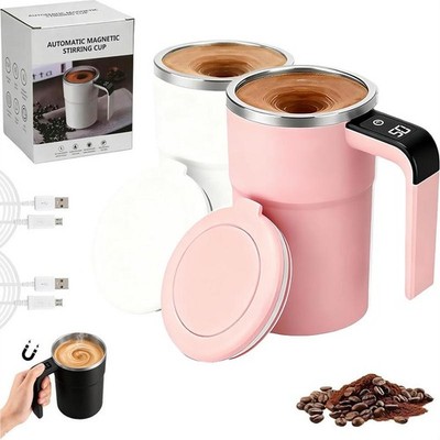2-Pack Magnetic Self-Stirring Coffee Mug Temperature Display for Instant Drinks