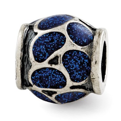 Sterling Silber Reflexionen blaue Emaille mit funkelnder Perle