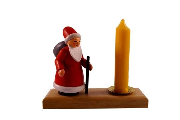Bougeoir Père Noël 8,5 Cm Bougeoir Lumière Erzgebirge NEUF Seiffen - Photo 1/1