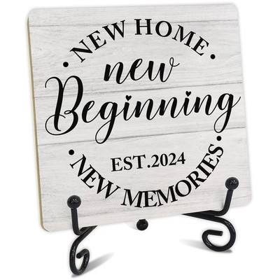 Housewarming Gift, Rustic Farmhouse Style Wood Plaque Sign With Stand, Rustic...