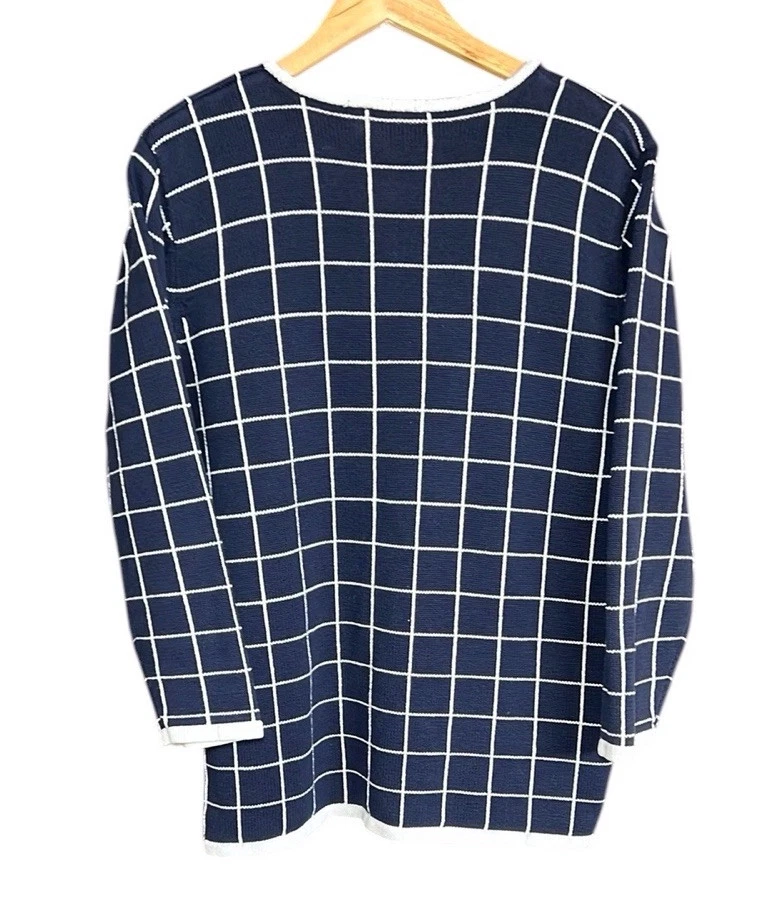 Liz Claiborne Window Pane Check Sweater 100% Cotton Size Large - Image 2 of 4