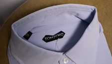 NWT TOM FORD light blue crepe Dress shirt - 17 IT - 43 US