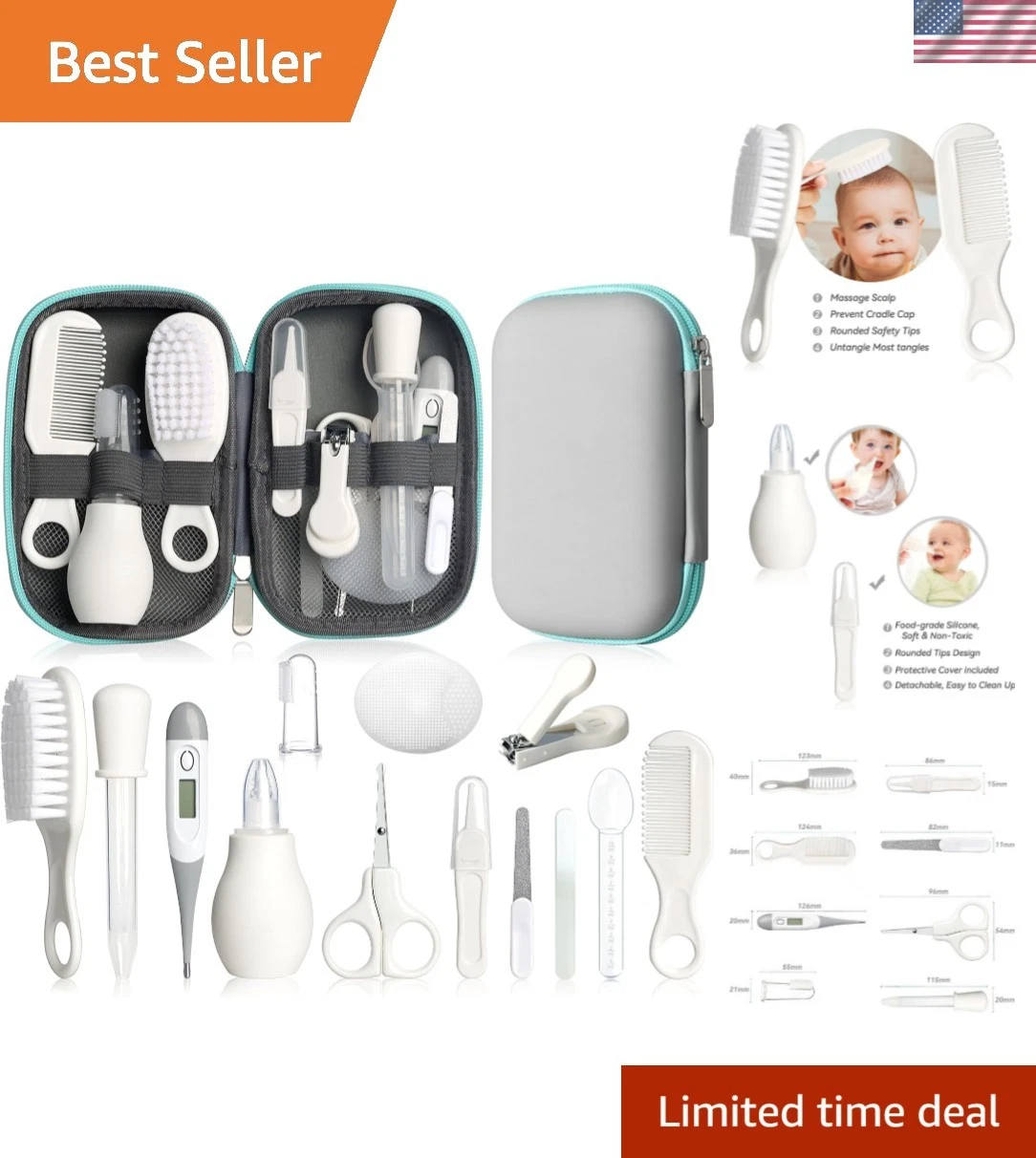 Baby Grooming Kit, Infant Safety Care Set with Hair Brush Comb Nail Clipper N...
Opens in a new wind