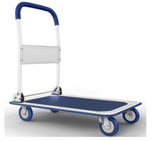 HEAVY DUTY Foldable Push Cart Dolly — 660 lbs Capacity, Flatbed Hand Truck, Blue