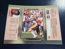 Ricky Sanders Washington Redskins 1989 Action Pack UNFOLDED Blank Back RARE ODD