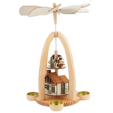 14 Inch Christmas Decoration Wooden Christmas Pyramid with Candle Holders -Ha...