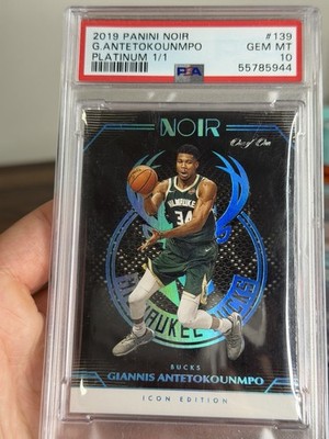 Giannis Antetokounmpo Noir 1/1 Platinum PSA 10 GEM 2019 One of One Rare Panini