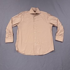 Sebastian Cruz Shirt Men L Beige Cotton French Cuff Cutaway Collar Bespoke Spain