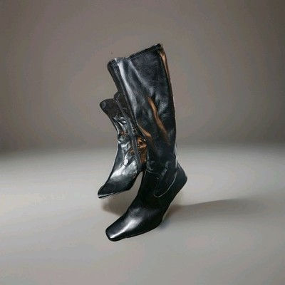 Lauren Ralph Lauren VAL Black Knee High Dress Boots Womens Size 9M Side Zip