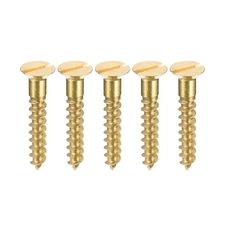 Wood Screws M5 x 30mm Slotted Flat Head Brass Self-Tapping Screw 20 Pcs