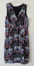 Banana Republic Women's Colorful Floral Sleeveless Sheath Dress 12 Lined V-Neck