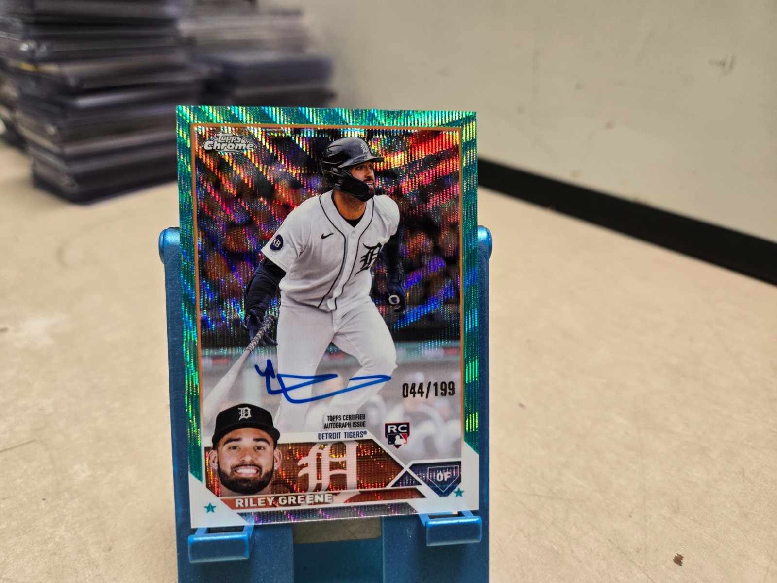 2023 Topps Chrome Riley Greene Aqua Wave Refractor Auto /199 (AU, RC)