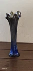 Vintage Fenton Antique Carnival Glass Cobalt Blue Fine Ribbed Iridescent Swung