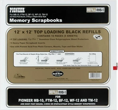 Pioneer Universal Top-Loading Page Protectors 5/Pkg-12"X12" (W/Black Inserts) - Image 1 of 2