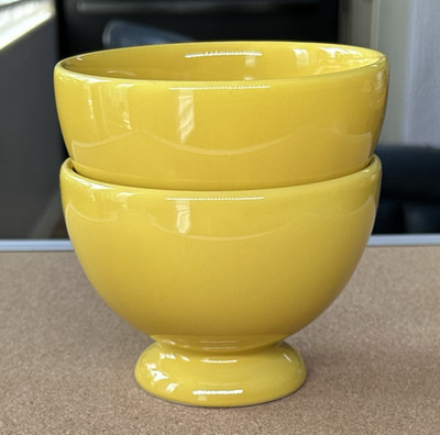 FUN FACTORY YELLOW Set of 2 All Purpose Bowls 5'' Waechtersbach Germany Footed
