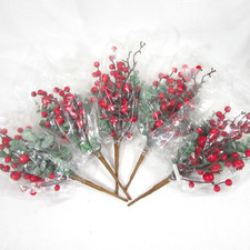Valerie Parr Hill Winter Berry Eucalyptus Holiday 5pc Ornament Pick Sprays