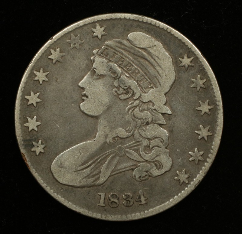 1834 Capped Bust Half Dollar 50C F/VF Raw Silver Coin (#SLC00425)