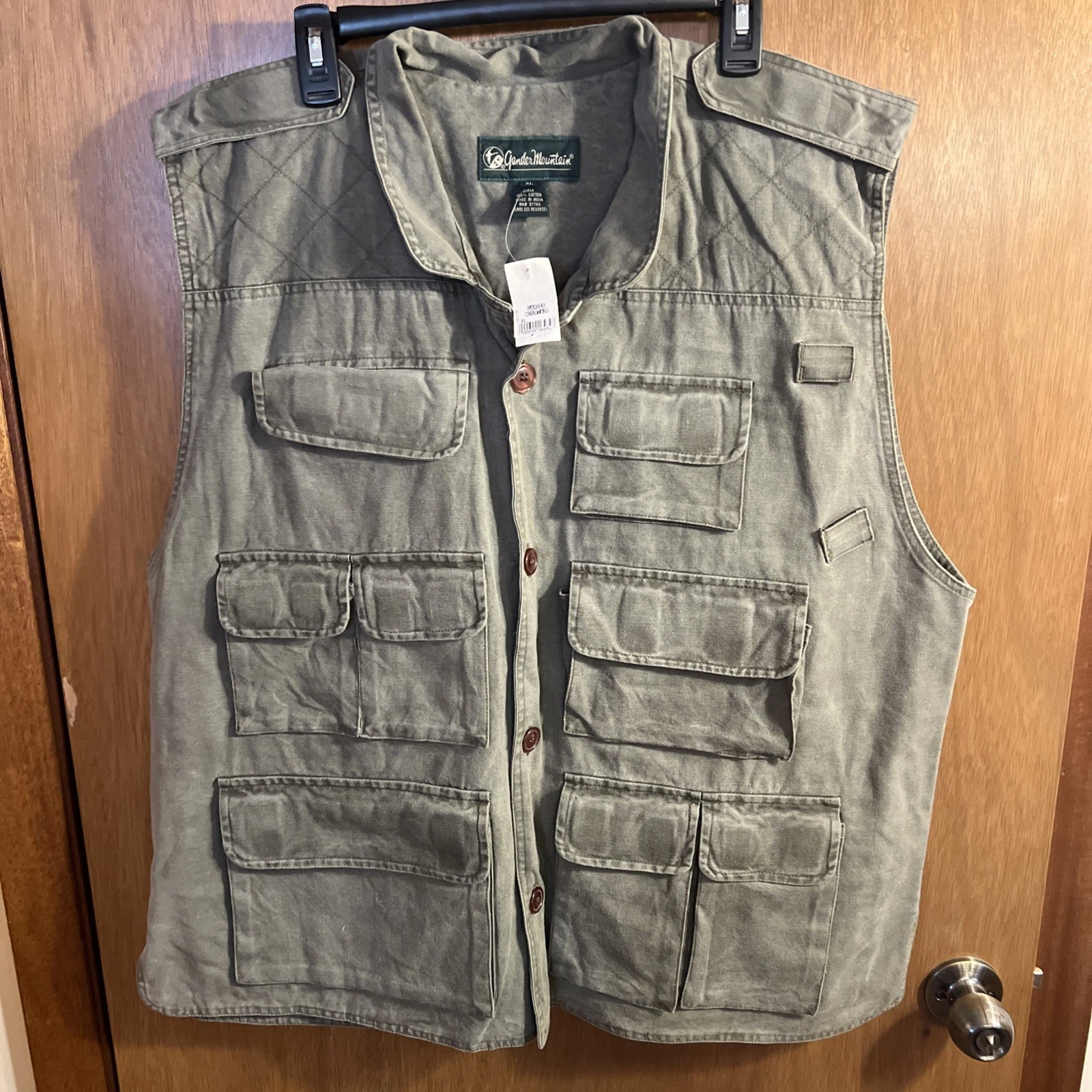 Gander Mountain Vest Mens XL Green Canvas Hunting Fishing Utility Outdoors