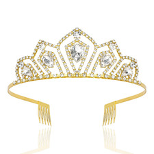 Gold Crown for Women, Crystal Princess Tiaras for Little Girls, Queen Crown for