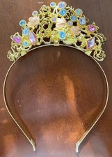 Euro DISNEY Store Princess Enameled Gold Tone Tiara Costume Glitter Rhinestone