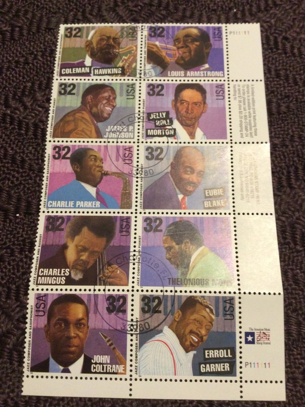 #2983-92---JAZZ MUSICIANS SET---PLATE BLOCK OF 10---CANCELLED